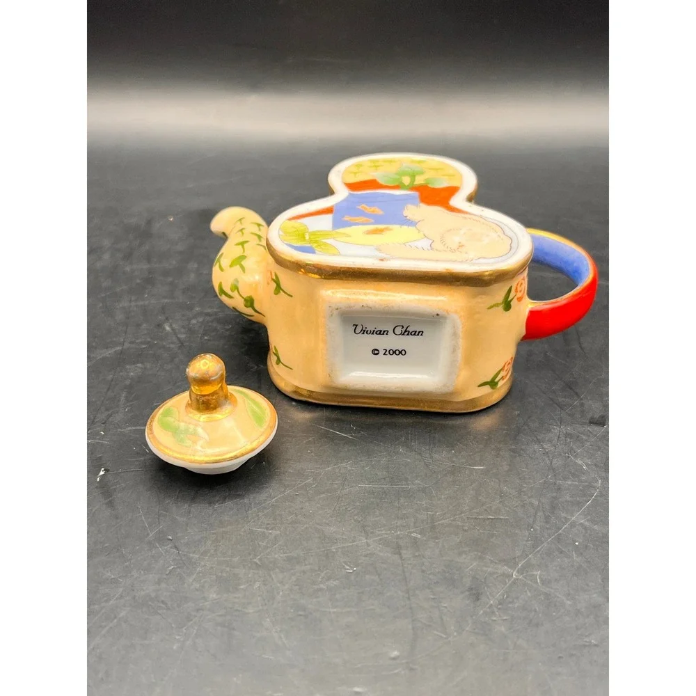 Vivian Chan Mini Teapot Kitty Cat Fishbowl Home Decor Decorative 2000 3.25